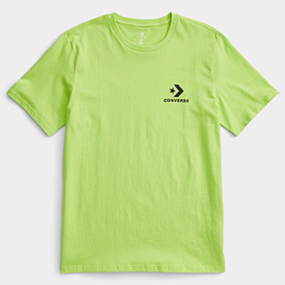 Converse 100% cotton neon green tee NWT